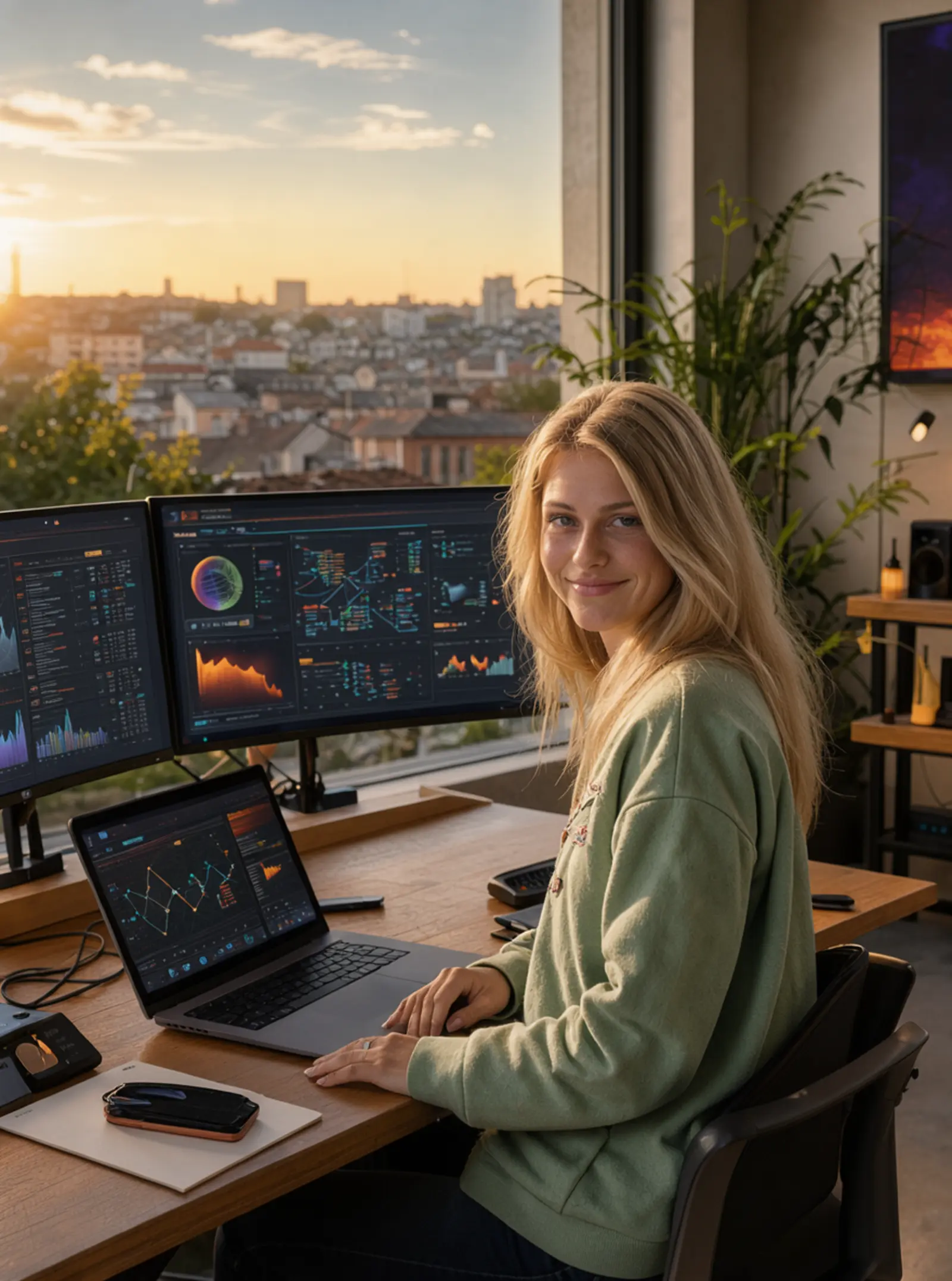 Monika trabaja con inteligencia artificial en el estudio de creationX en Barcelona